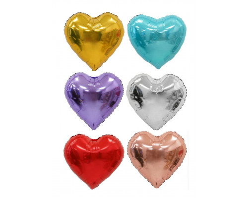 Шар фольгированный 10"/22,5см Сердце ЦВЕТ В АССОРТИМЕНТЕ