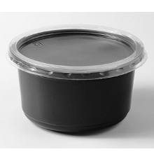 Контейнер Сп К-115 250мл черный d-115мм h-43мм с крышкой