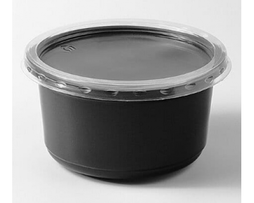 Контейнер Сп К-115 250мл черный d-115мм h-43мм с крышкой