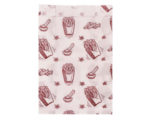 Пакет бумажный 175*110*150 с рисунком "картофель фри" (100/3500)