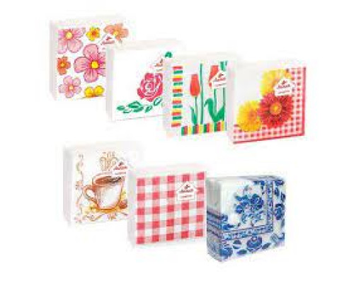 Салфетки бумажные 24*24см 100шт рисунок в ассортименте