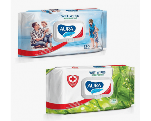 Салфетки влажные 120шт с клапаном в ассортименте
