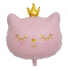 Шар фольгированный 29"/73см Котенок принцесса розовый голова
