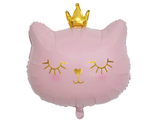 Шар фольгированный 29"/73см Котенок принцесса розовый голова