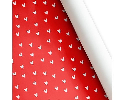 Бумага упаковочная 60*89 Сердца Красная ТМ ВЕСЕЛЫЙ ПРАЗДНИК