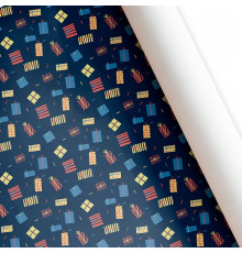 Бумага упаковочная 60*89 Подарки Синяя ТМ ВЕСЕЛЫЙ ПРАЗДНИК