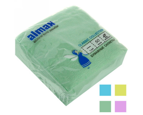 Салфетки бумажные 25*25см 50л цвет в ассортименте