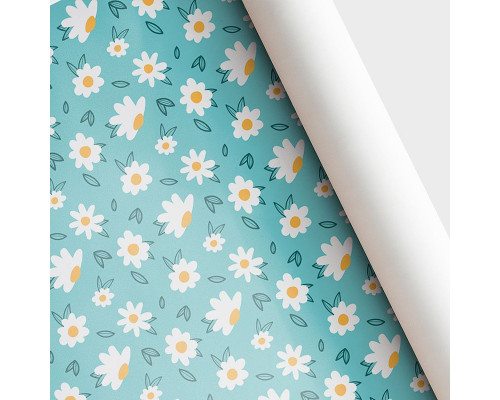 Бумага упаковочная 60*89 Ромашки ТМ ВЕСЕЛЫЙ ПРАЗДНИК