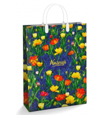 Пакет с пластиковой ручкой 32*42*10 150мкм мягкий пластик в ассортименте