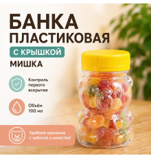 Банка ПЭТ 0,1л МИШКА желтая крышка 38мм