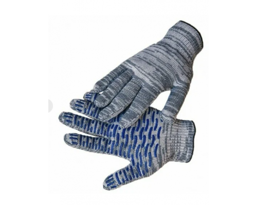 Перчатки х/б 10 класс 5 нитей с ПВХ серые