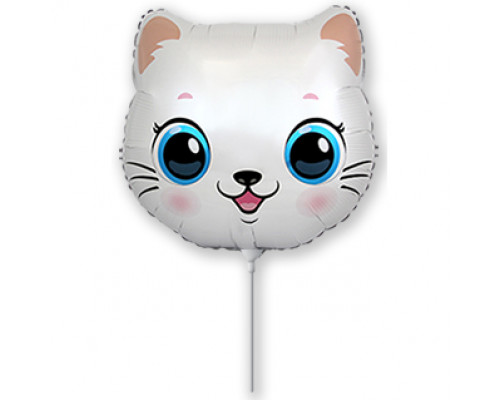 Шар фольгированный 9"/23см Кошечка голова мини FLEX METAL S. L.