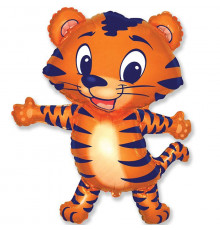 Шар фольгированный 14"/36см Тигренок синий мини
