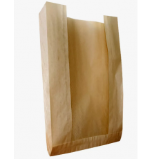 Пакет бумажный 350*200*100 с окном 100*20мм крафт