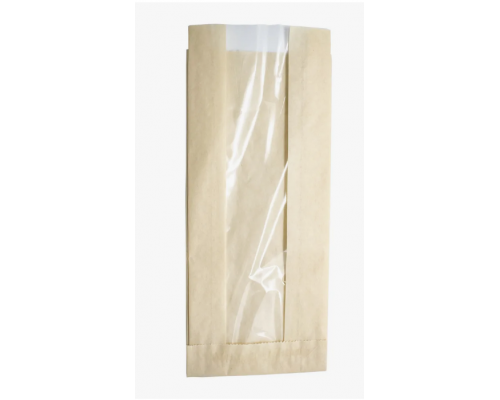 Пакет бумажный 250*100*50 с окном 30*20 крафт