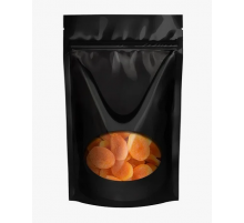 Пакет дой-пак 220*300 бумажный окно овальное черный с застежкой зип лок