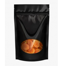 Пакет дой-пак 220*300 бумажный окно овальное черный с застежкой зип лок