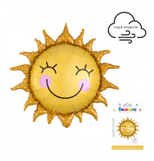 Шар фольгированный 24"/60см Солнышко в упаковке