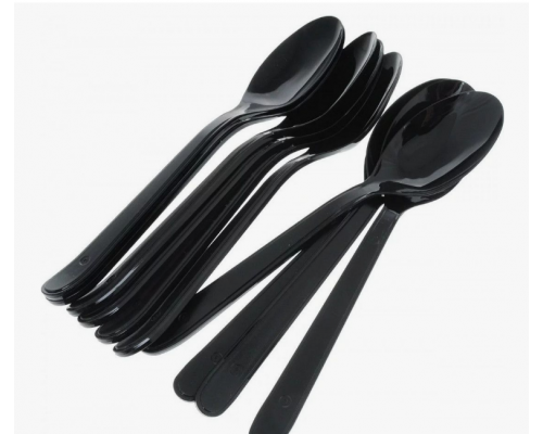 Ложка чайная пластик 125мм черная Премиум 50шт