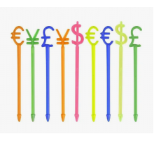 Пика для канапе 8,2см Валюта пластик 30шт в упак