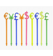 Пика для канапе 8,2см Валюта пластик 30шт в упак