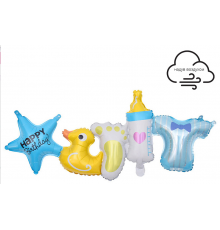 Шар фольгированный 42"/106см Гирлянда на рождение мальчика в упаковке