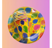 Набор посуды "Шары желтые" (стакан 250мл 6шт+тарелка 230мм 6шт)