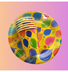 Набор посуды "Шары желтые" (стакан 250мл 6шт+тарелка 230мм 6шт)