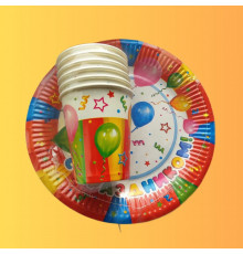 Набор посуды "С праздником" (стакан 250мл 6шт+тарелка 230мм 6шт)