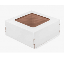Коробка для торта 250*250*150 белая с окном