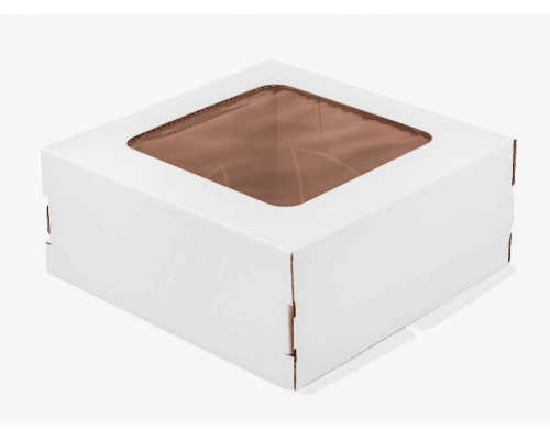 Коробка для торта 250*250*150 белая с окном