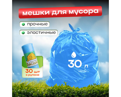 Мешок для мусора ПНД 30л 30шт Василий голубые
