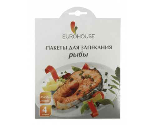 Пакеты для запекания рыбы EuroHouse 25х55см с завязками 4шт