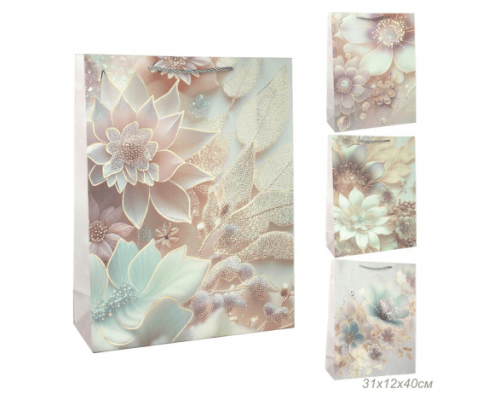 Пакет подарочный бумажный 31*42*12 Микс рисунок в ассортименте