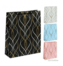 Пакет подарочный бумажный 32*40*10 МИКС УЗОР в ассортименте