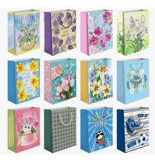 Пакет подарочный бумажный 21*15*8 МИКС рисунок в ассортименте