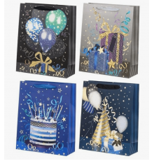 Пакет подарочный бумажный 18*23*10 ЛЮКС рисунок микс цвет в ассортименте