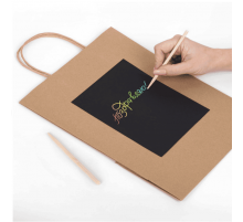 Пакет подарочный 26x13x32 НАБОР скретч-слой+стилус "Kraft Mix"