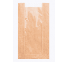 Пакет бумажный 250*140*60 с окном 80 крафт (100/1500)