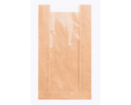 Пакет бумажный 250*140*60 с окном 80 крафт (100/1500)