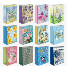 Пакет подарочный бумажный 24*20*8 Микс рисунок в ассортименте