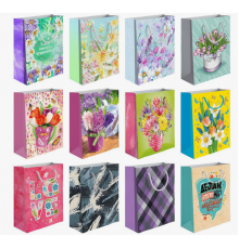 Пакет подарочный бумажный 26*32*14 МИКС рисунок в ассортименте