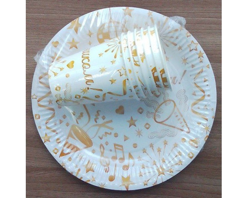 Набор посуды "Фейерверк" (стакан 250мл 6шт+тарелка 230мм 6шт)