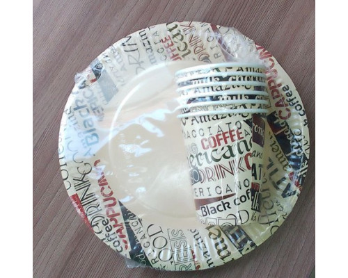 Набор посуды "Кофе" (стакан 250мл 6шт+тарелка 230мм 6шт)