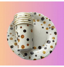 Набор посуды "Горох белый" (стакан 250мл 6шт+тарелка 180мм 6шт)