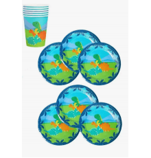 Набор посуды "Динозаврики" (стакан 250мл 6шт+тарелка 230мм 6шт)