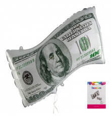Шар фольгированный 26"/66см Доллары в упаковке