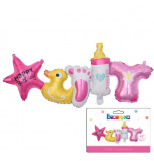 Шар фольгированный 42"/106см Гирлянда на рождение девочки в упаковке