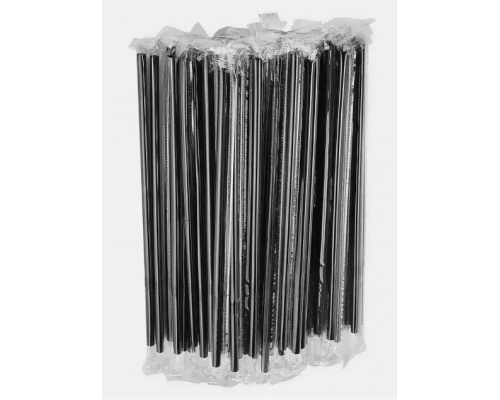 Трубочки для коктейля 250шт L-210 d-7 прямые в инд.упак черные