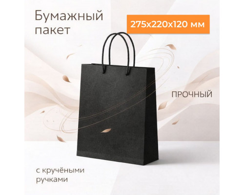 Пакет бумажный с круч. ручками 275*220*120 черный